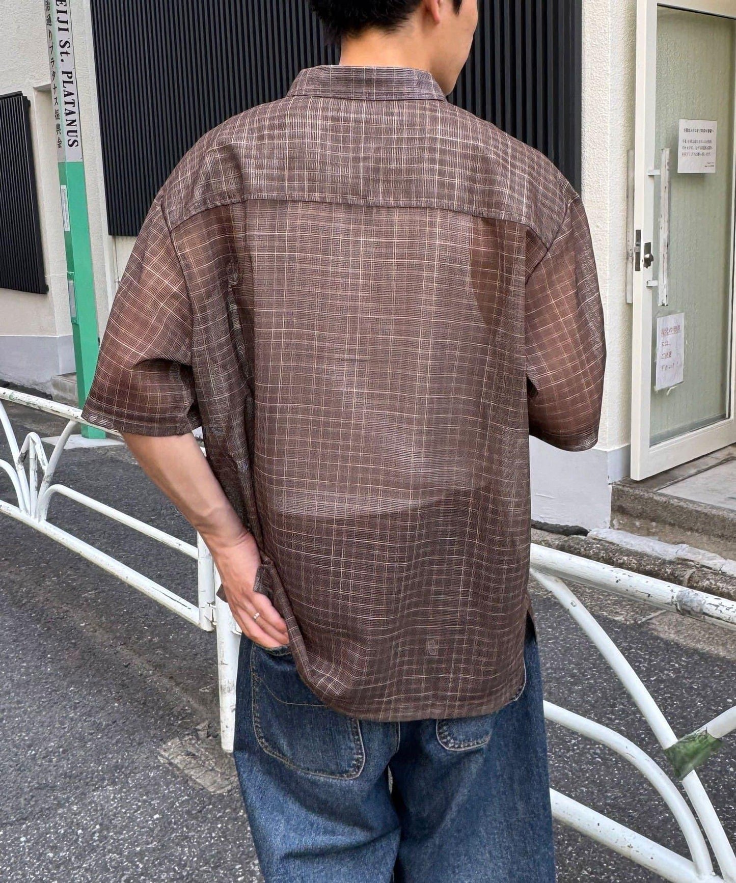 網眼拼花短袖襯衫