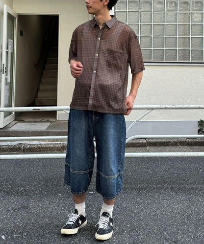 網眼拼花短袖襯衫
