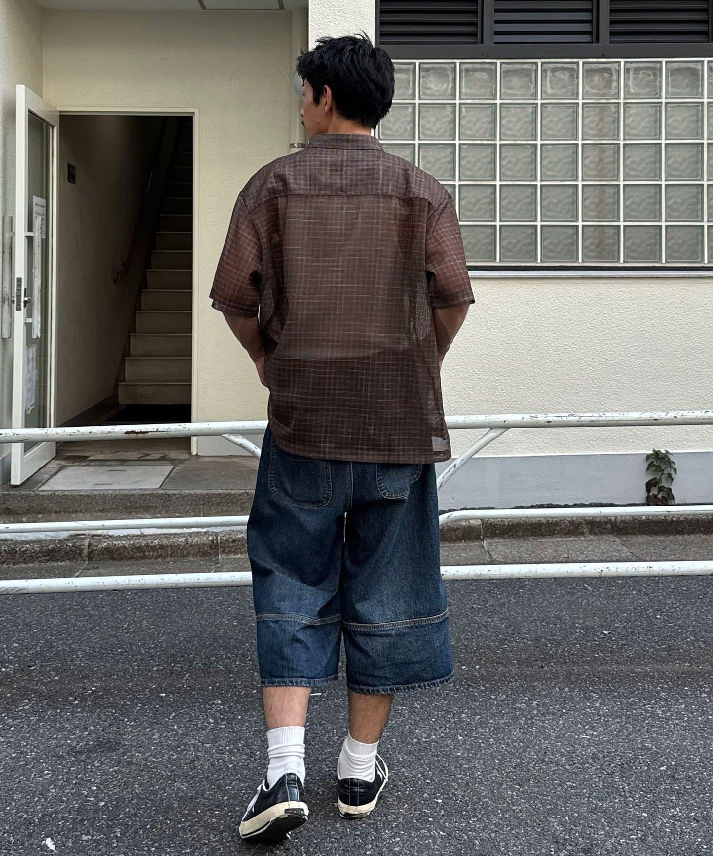網眼拼花短袖襯衫