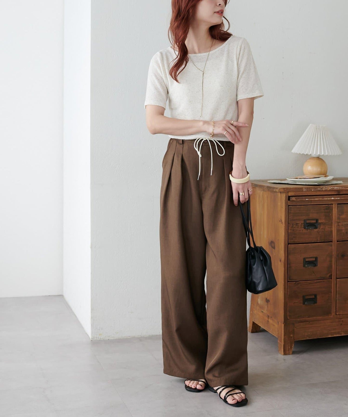 2WAY 單肩五分袖 針織上衣