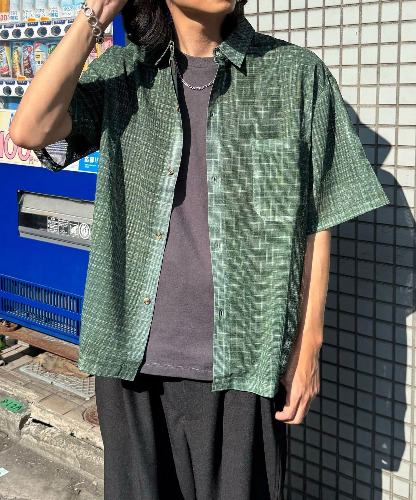 網眼拼花短袖襯衫