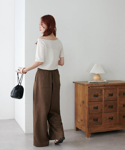 2WAY 單肩五分袖 針織上衣