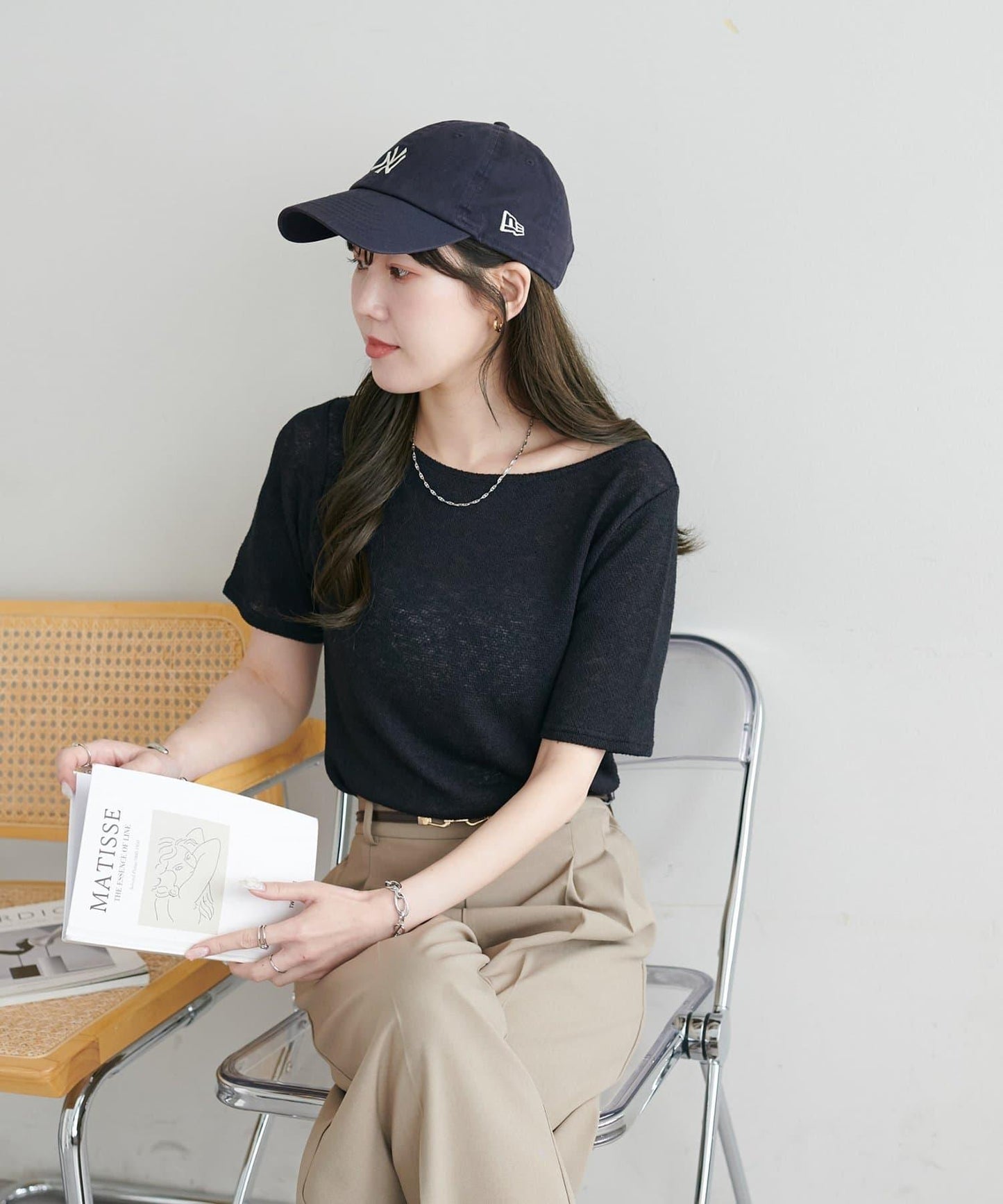 2WAY 單肩五分袖 針織上衣