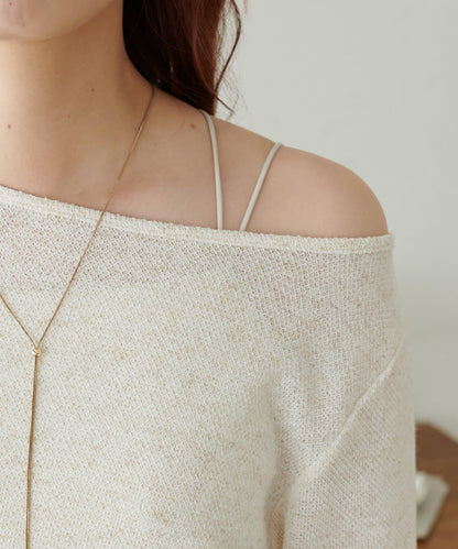 2WAY 單肩五分袖 針織上衣