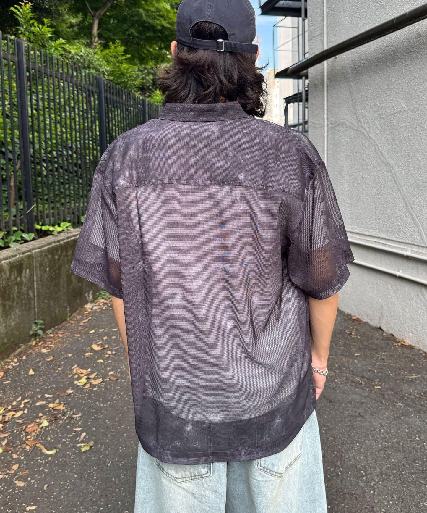網眼拼花短袖襯衫
