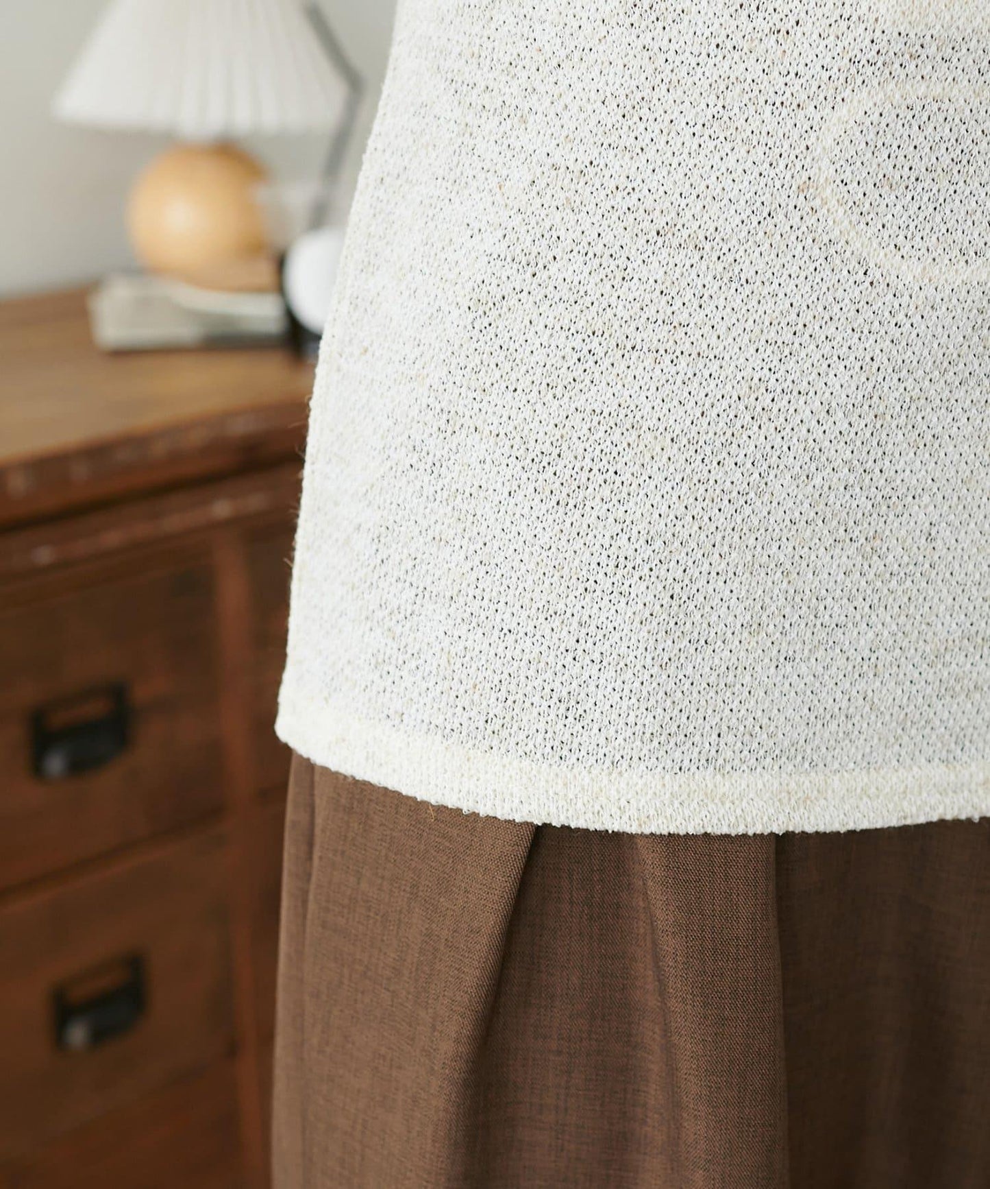 2WAY 單肩五分袖 針織上衣