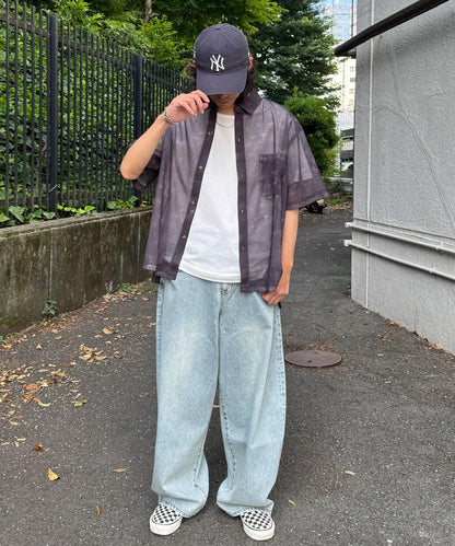 網眼拼花短袖襯衫