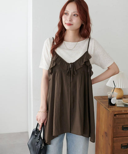 2WAY 單肩五分袖 針織上衣