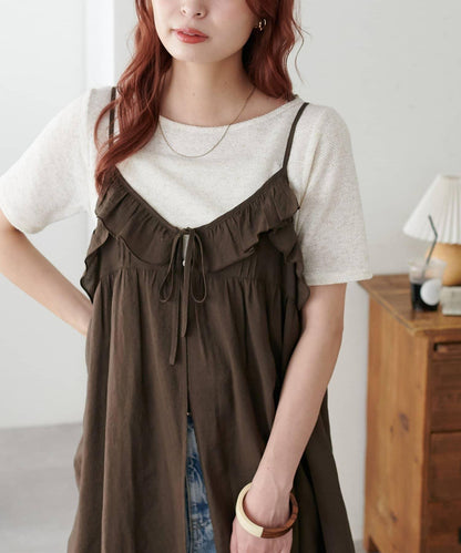 2WAY 單肩五分袖 針織上衣