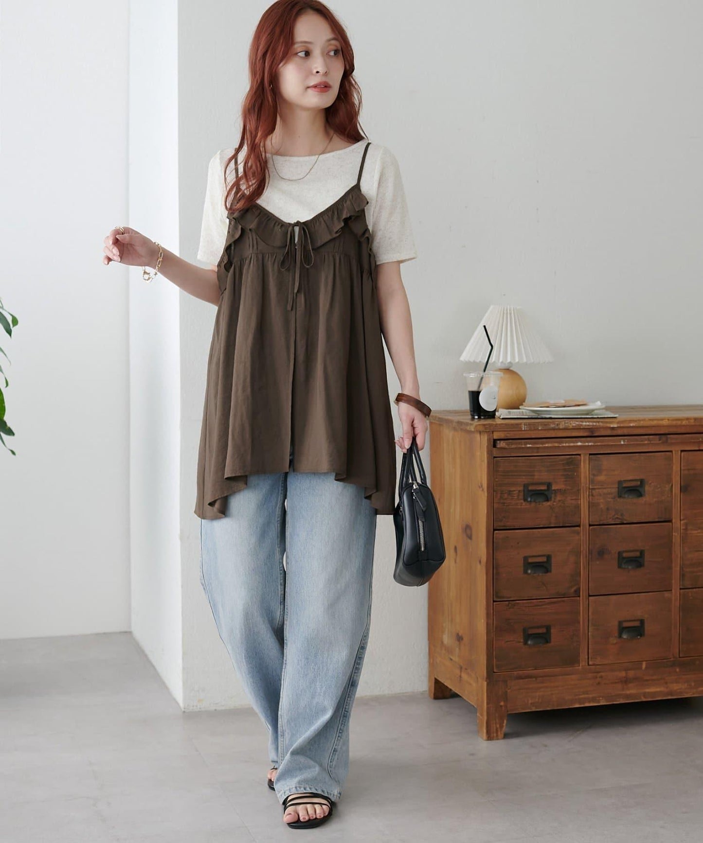 2WAY 單肩五分袖 針織上衣