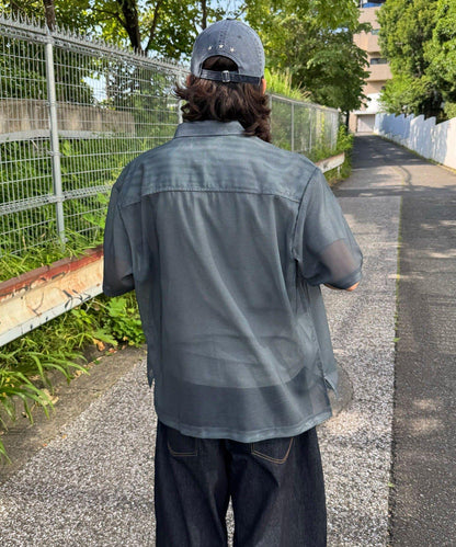 網眼拼花短袖襯衫