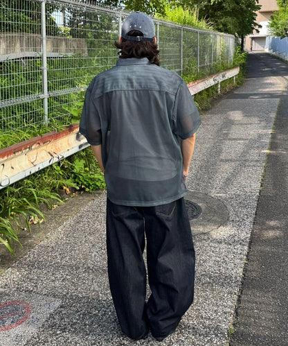 網眼拼花短袖襯衫