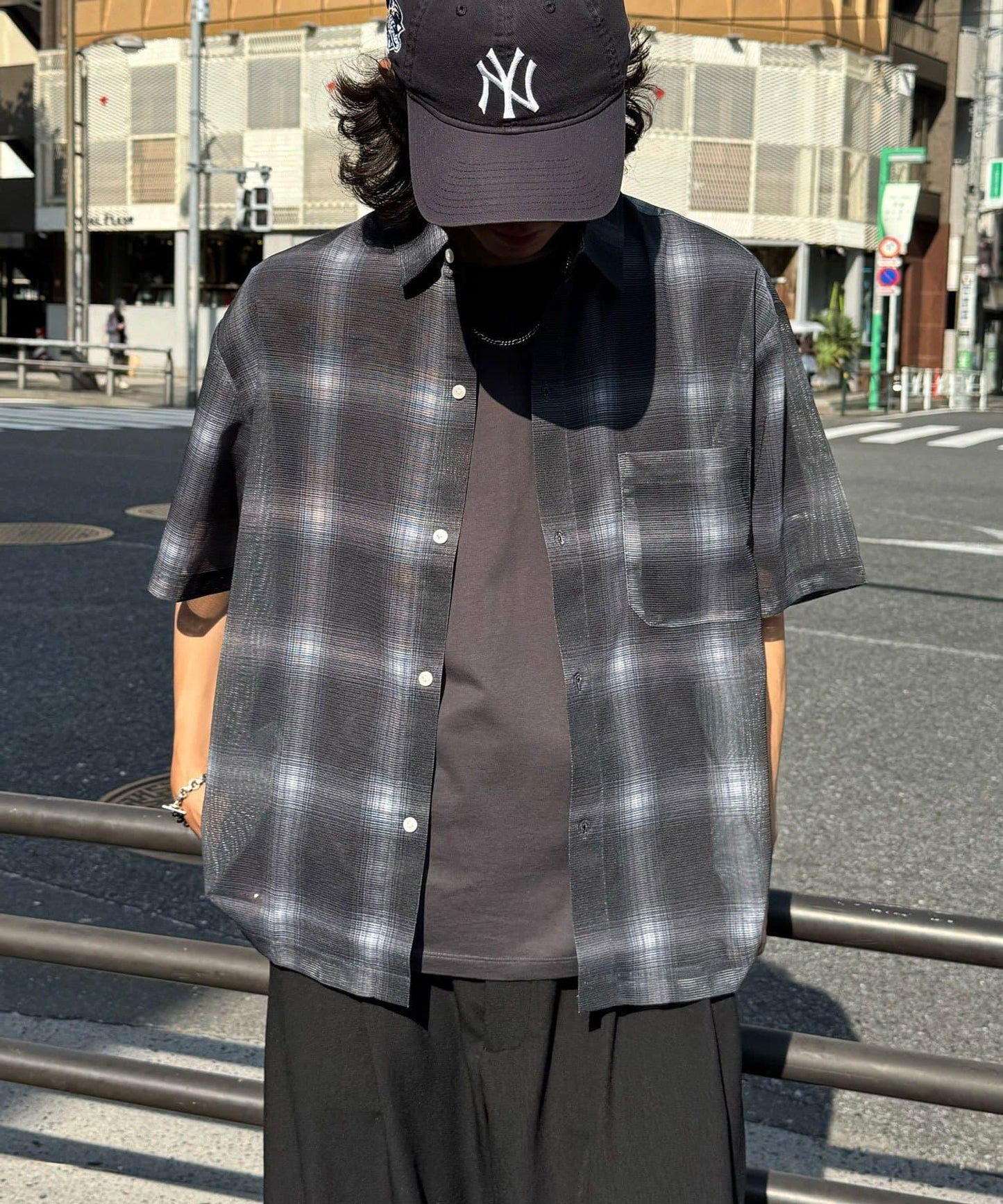 網眼拼花短袖襯衫
