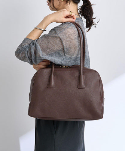 【收納力◎】長把手皮質波士頓包