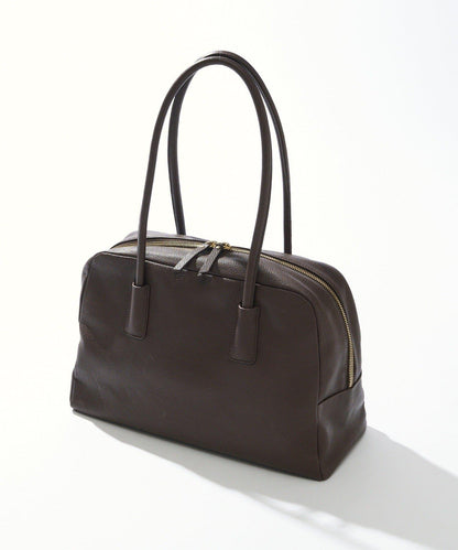 【收納力◎】長把手皮質波士頓包