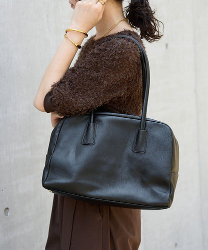 【收納力◎】長把手皮質波士頓包