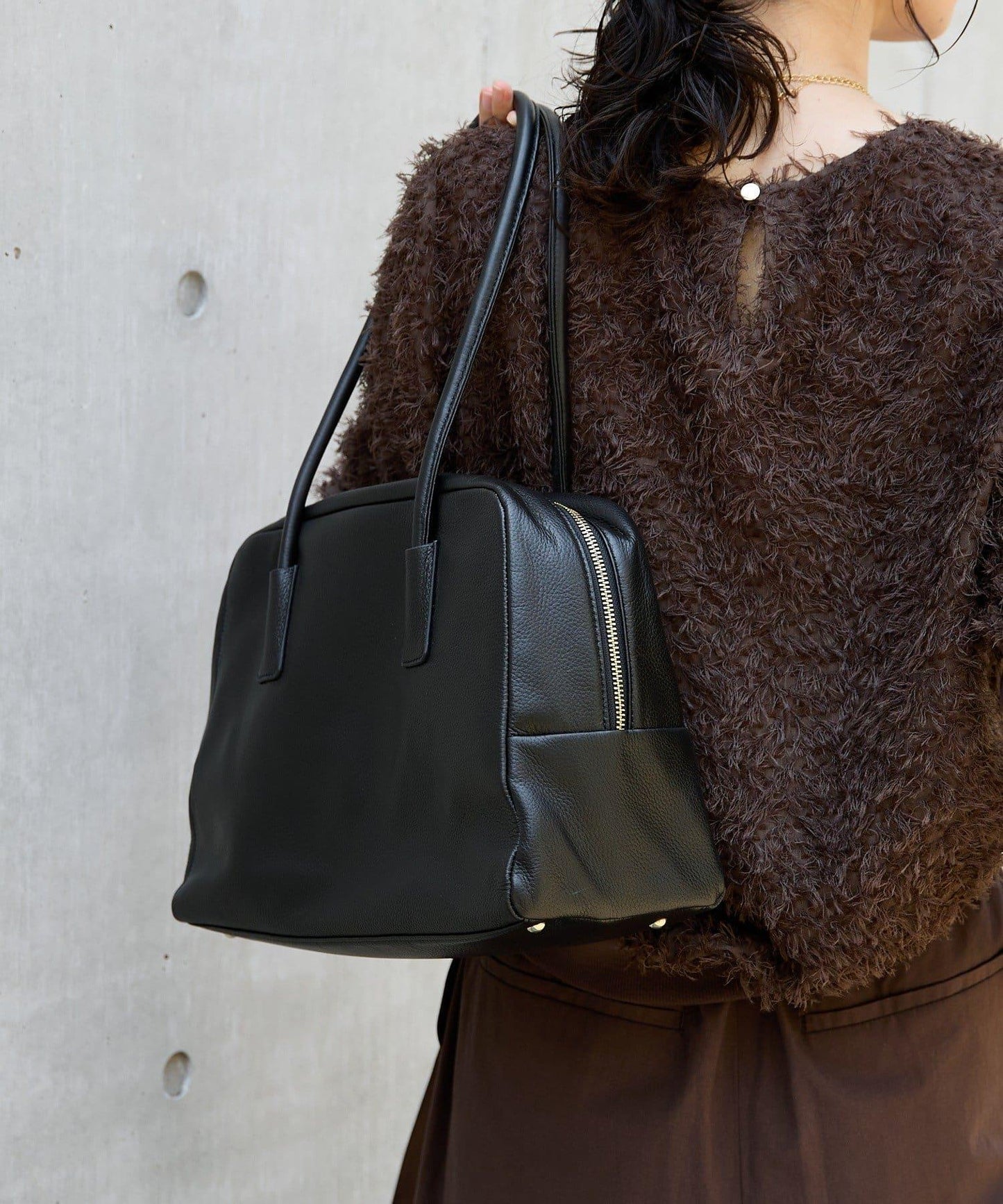 【收納力◎】長把手皮質波士頓包