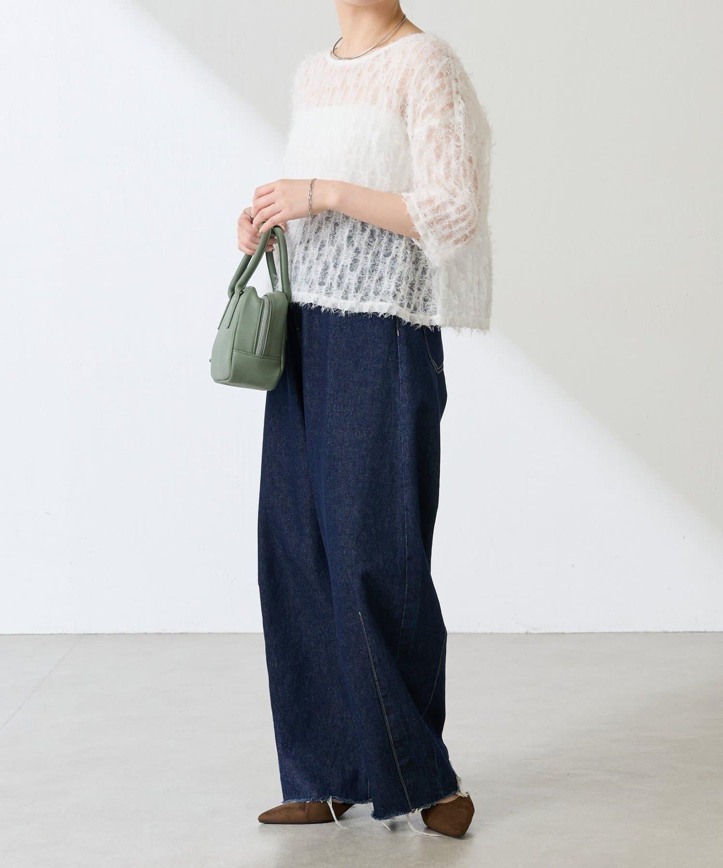 【夏季可穿著的七分袖】流蘇透視T恤