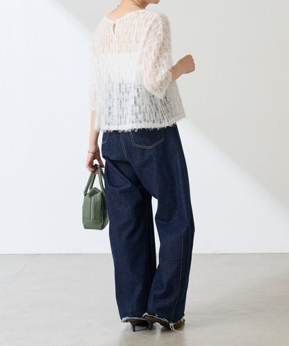 【夏季可穿著的七分袖】流蘇透視T恤