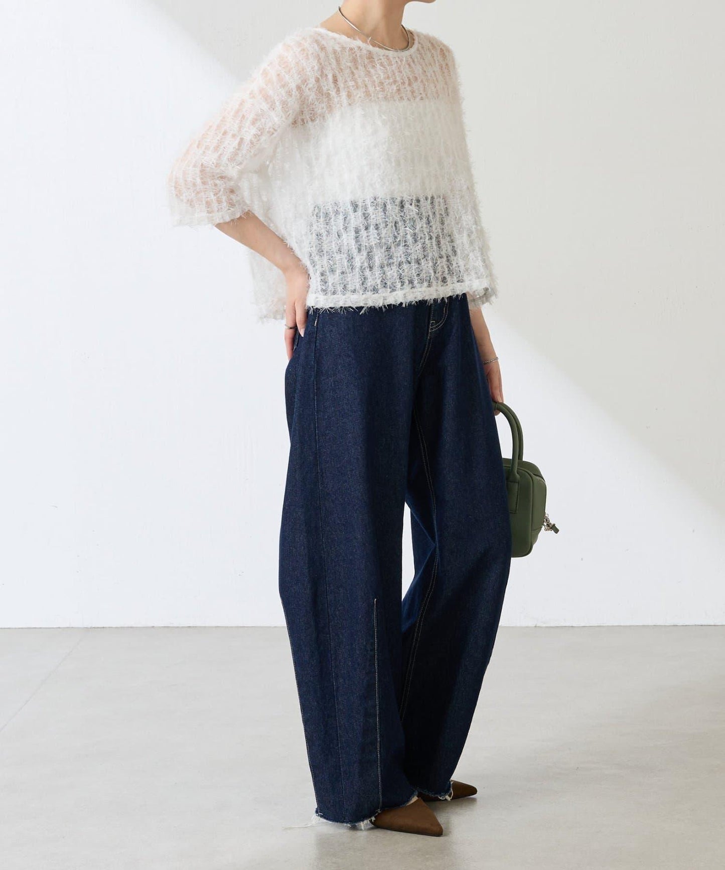 【夏季可穿著的七分袖】流蘇透視T恤