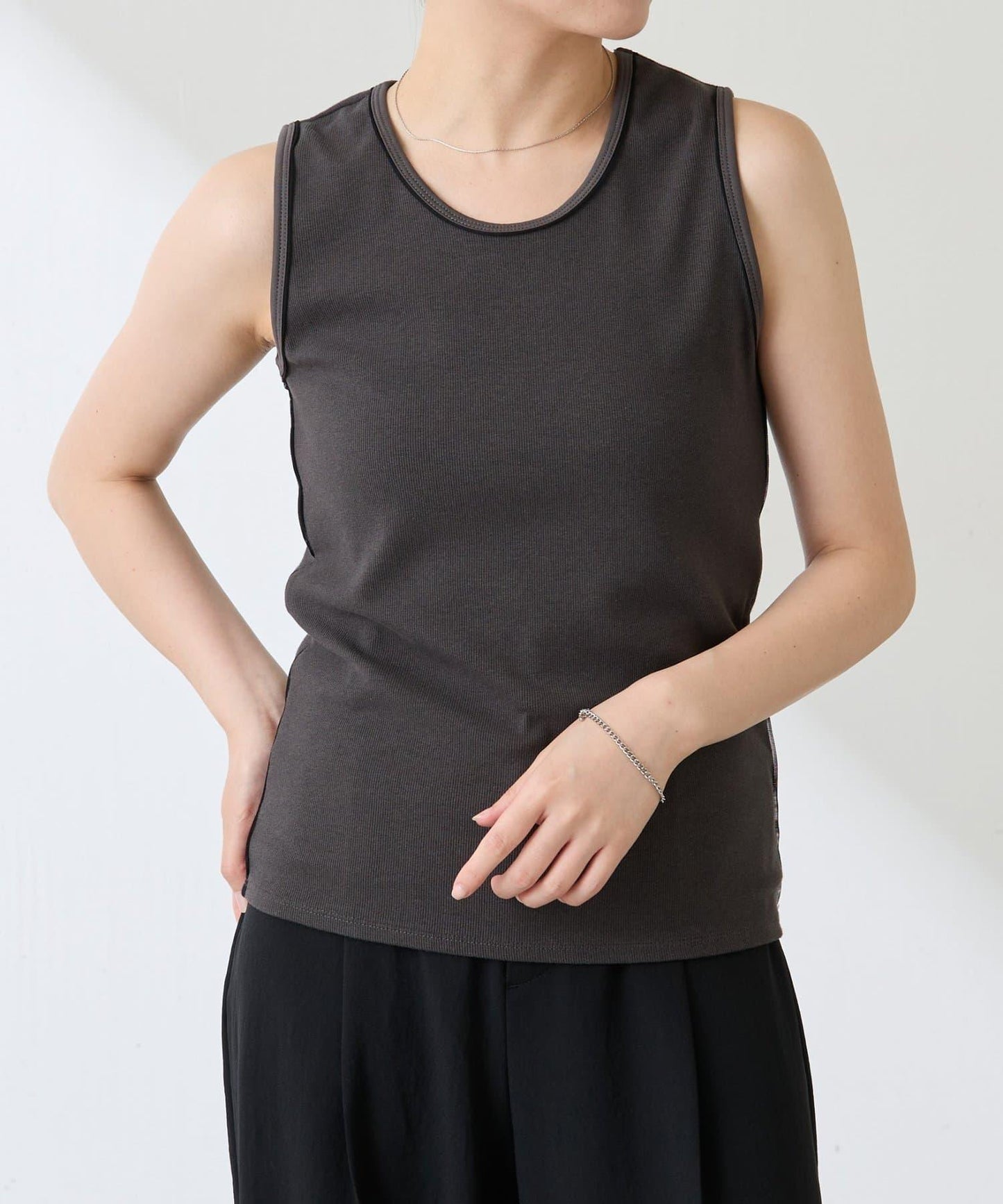 【新款】【C′NOTE/筆記】透明鑲邊背心