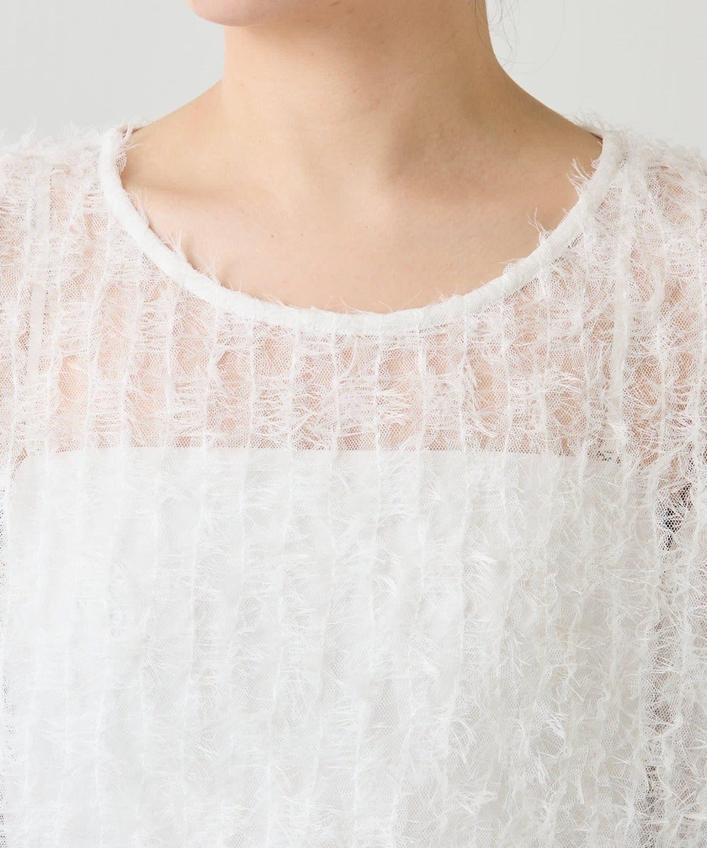 【夏季可穿著的七分袖】流蘇透視T恤