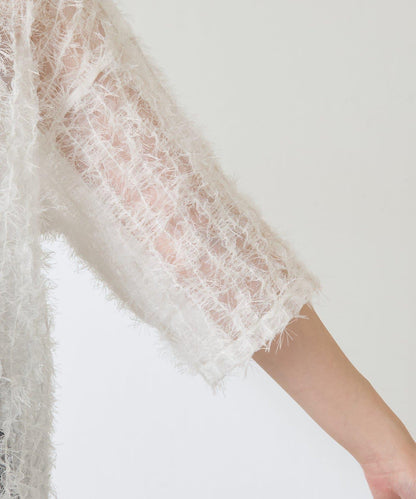 【夏季可穿著的七分袖】流蘇透視T恤