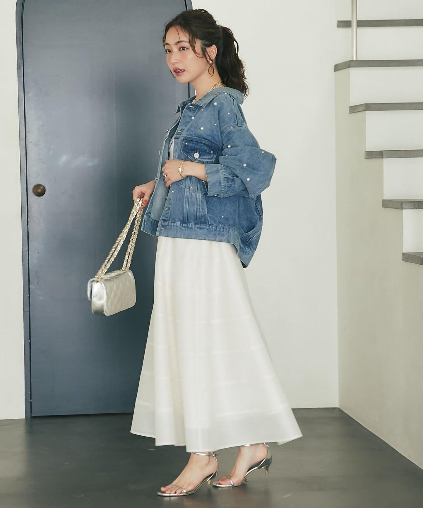 【La boutique BonBon】透視拼接圓擺半身裙