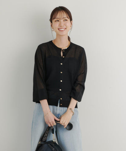 《成熟可愛得體》圓領閃亮針織開衫