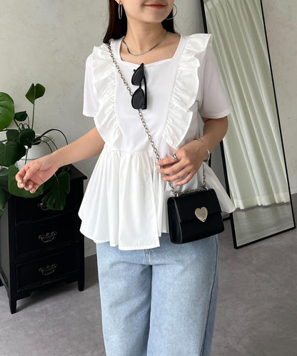 下襬不對稱荷葉邊T恤