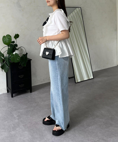 下襬不對稱荷葉邊T恤