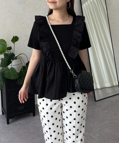 下襬不對稱荷葉邊T恤