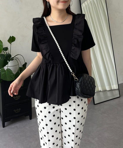 下襬不對稱荷葉邊T恤