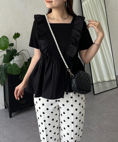 下襬不對稱荷葉邊T恤