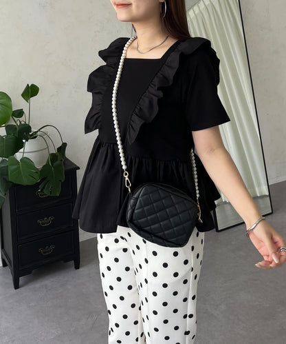 下襬不對稱荷葉邊T恤