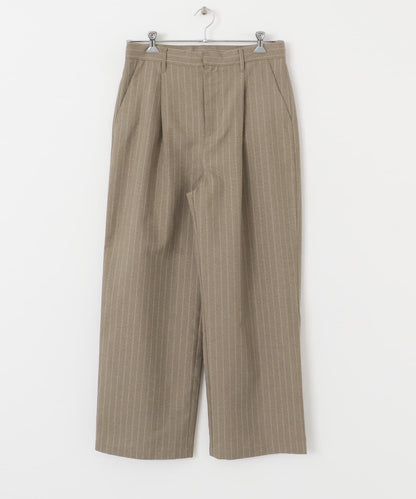 可搭配套裝 易打理/速幹 仿亞麻細條紋寬鬆長褲