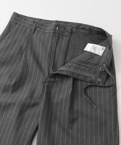 可搭配套裝 易打理/速幹 仿亞麻細條紋寬鬆長褲