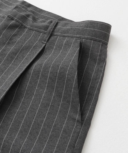 可搭配套裝 易打理/速幹 仿亞麻細條紋寬鬆長褲