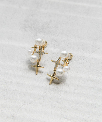 閃耀珍珠寶石耳環