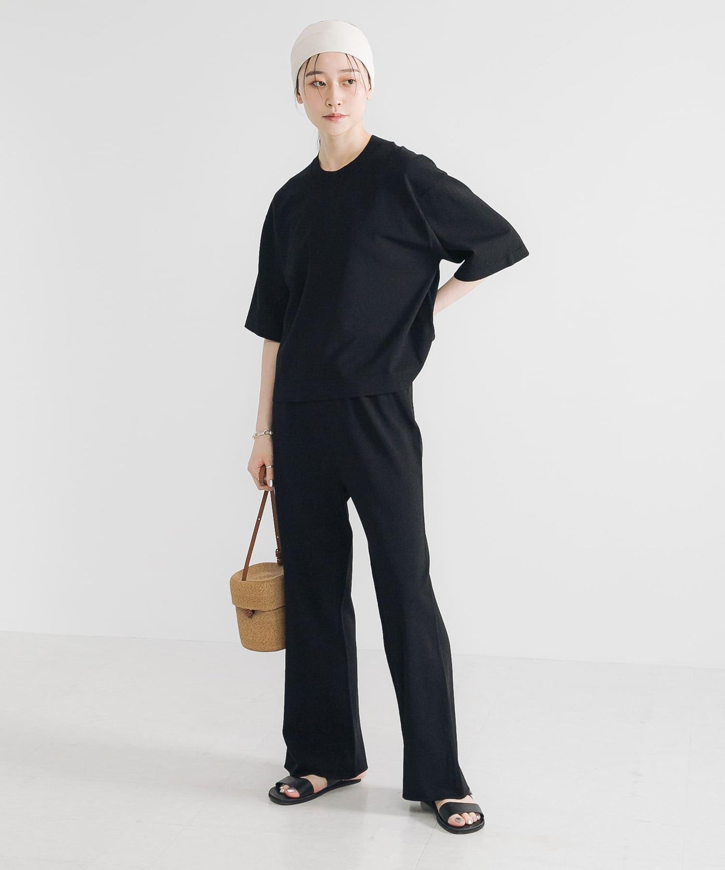 乾爽觸感高密度針織長褲