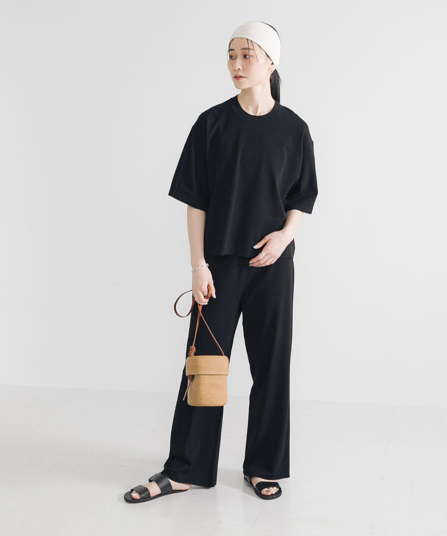 乾爽觸感高密度針織長褲