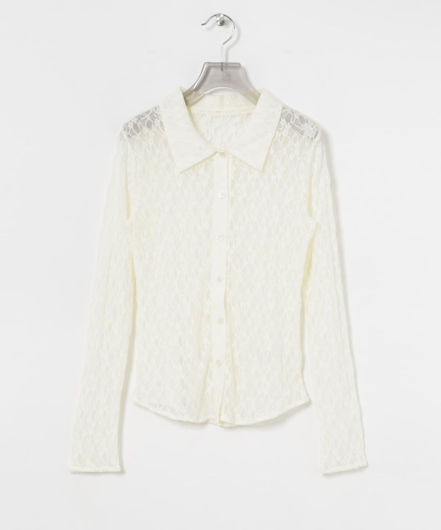 彈力蕾絲襯衫領上衣