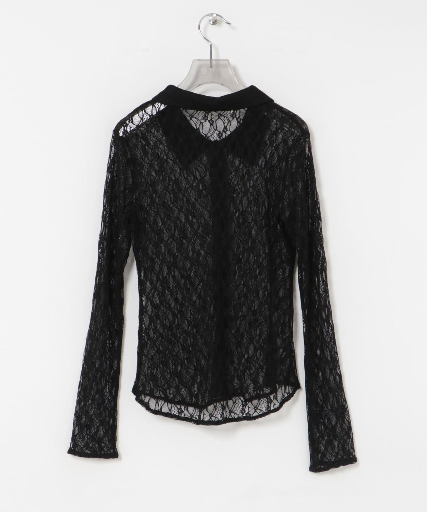 彈力蕾絲襯衫領上衣