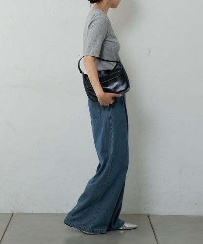 網眼方形領5分袖套頭衫