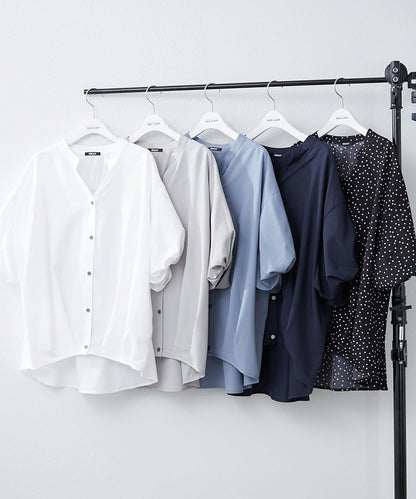 扭結袖蘑菇褶皺襯衫