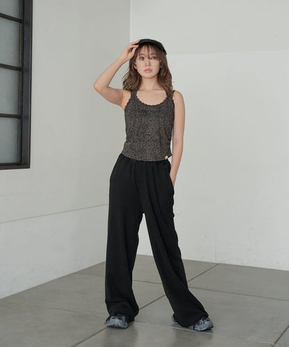 豹紋胸墊 蕾絲Logo疊穿 吊帶背心