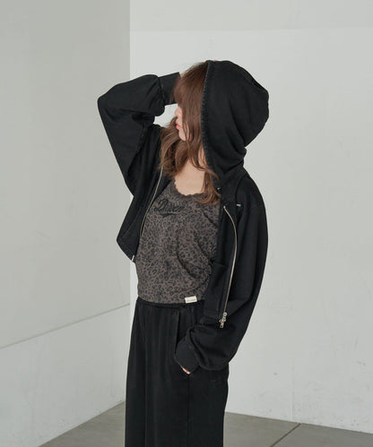 豹紋胸墊 蕾絲Logo疊穿 吊帶背心