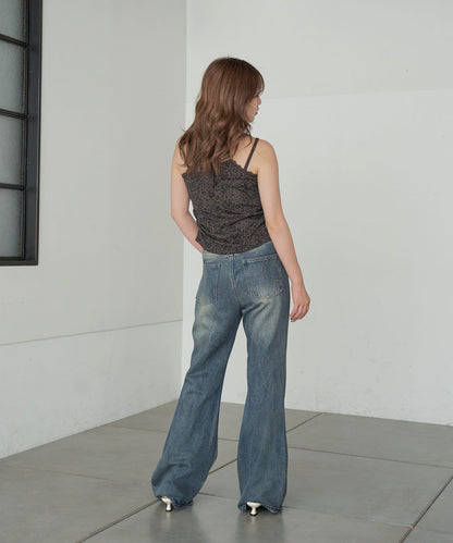 豹紋胸墊 蕾絲Logo疊穿 吊帶背心