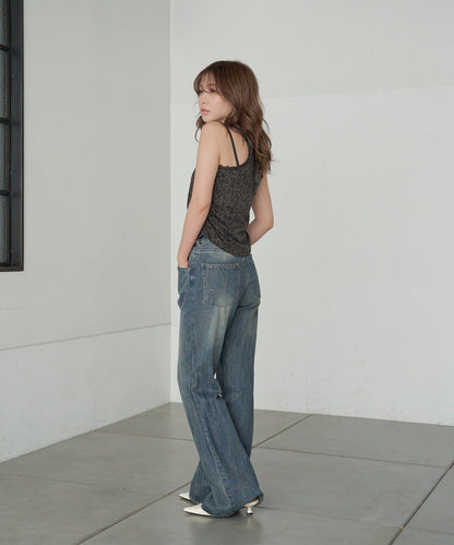 豹紋胸墊 蕾絲Logo疊穿 吊帶背心