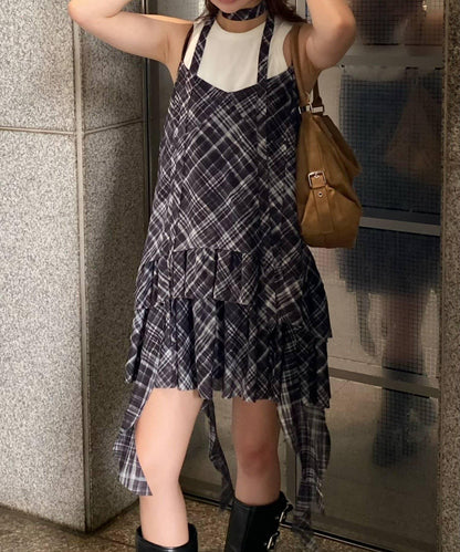 連衣裙套裝側邊荷葉邊迷你裙
